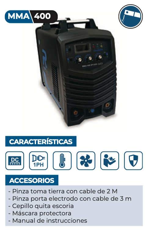 SOLDADORA INVERTER MMA-400 3P 220V 