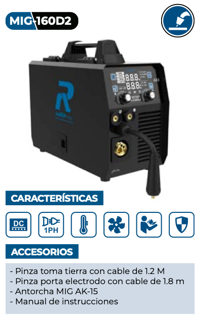 [MIG-160D2] SOLDADORA MIG-160D2 (110V/220V) BIVOLTAJE