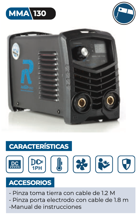 SOLDADORA INVERTER MMA-130 127V/230V BIVOLTAJE