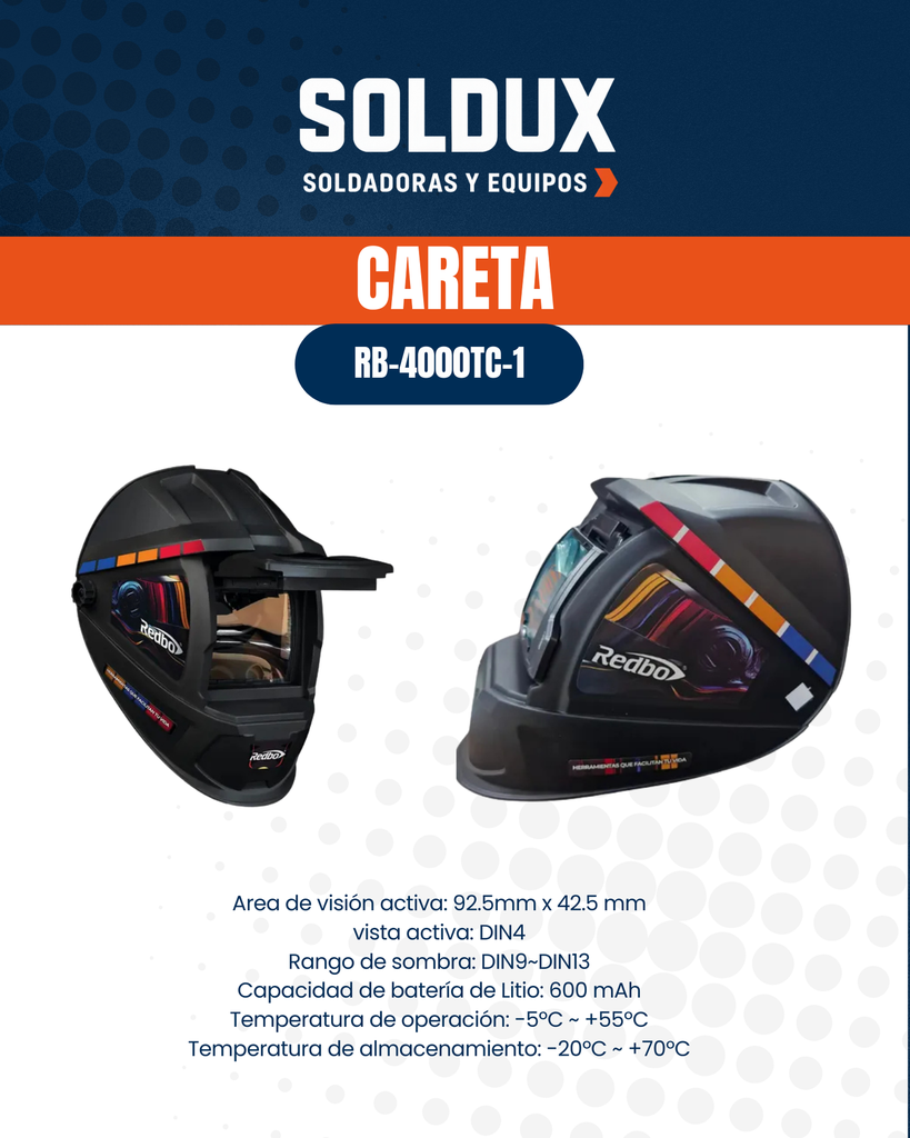 [RB-4000TC-1] CARETA PARA SOLDAR ROJA